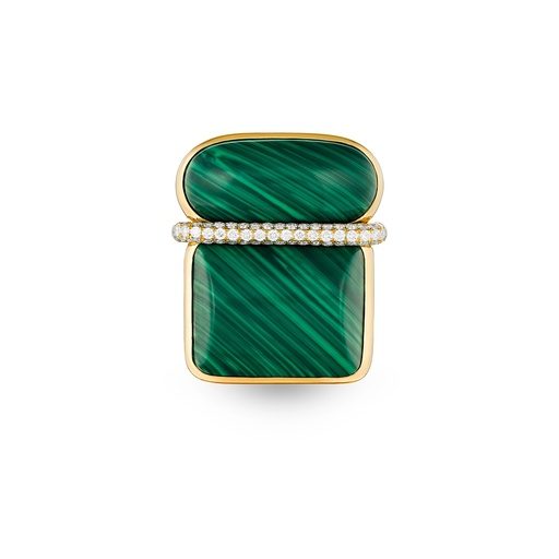 [Amrita Large Square Ring In Malachite#8054] Amrita Large Square Ring In Malachite