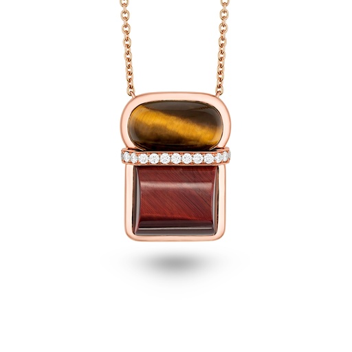 [Amrita Square Necklace In Tiger'S And Bull'S Eyes#8062] Amrita Square Necklace In Tiger'S And Bull'S Eyes