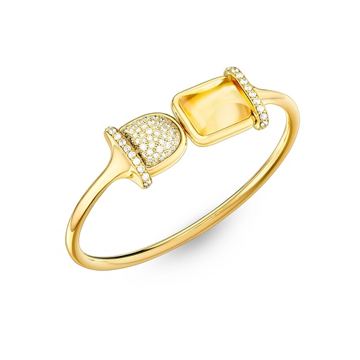 [Amrita Square Duplet Bangle In Yellow Mother Of Pearl, Citrine And Diamonds#8071] Amrita Square Duplet Bangle In Yellow Mother Of Pearl, Citrine And Diamonds