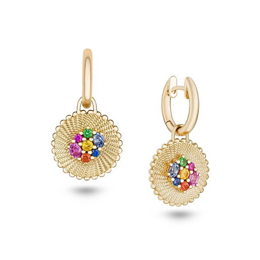 [E019AMSYG-MR#8263] Seven Sisters Rainbow Earrings With Gold Hoops