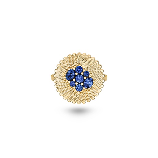 [R050ABSYG-MR48#8266] Seven Sisters Blue Sapphire Ring With Diamond On Shank
