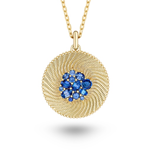 [P062BBSYG-MR-CH#8272] Taygeta Blue Sapphire Necklace