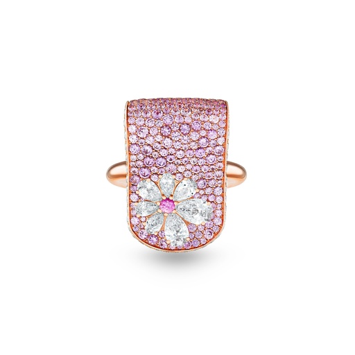 [Eden Purple Sapphire Ring With Diamond And Pink Sapphire Flower#8332] Eden Purple Sapphire Ring With Diamond And Pink Sapphire Flower