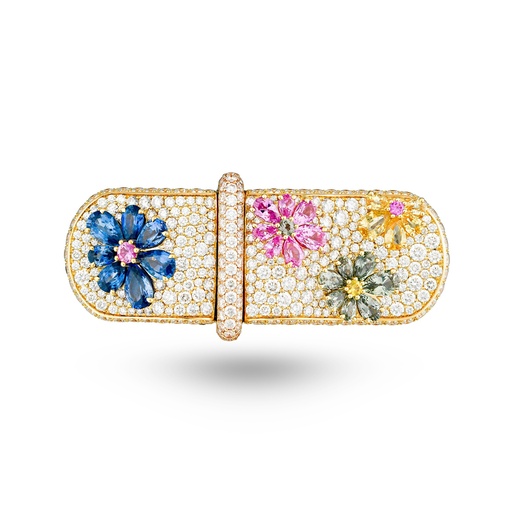 [Double Eden Ring With Sapphire Flowers#8338] Double Eden Ring With Sapphire Flowers