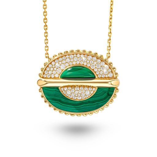 [AN045A-MLYG-MR#8361] As Above So Below Necklace In Malachite And Diamonds