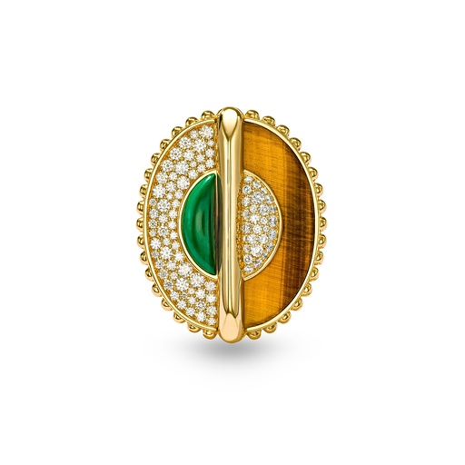[As Above So Below Ring In Malachite, Tiger'S Eyes And Diamond#8362] As Above So Below Ring In Malachite, Tiger'S Eyes And Diamond