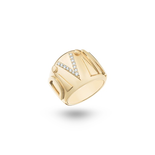 [R041CYG-MR48#8465] "V" Diamond Divine Play Ring