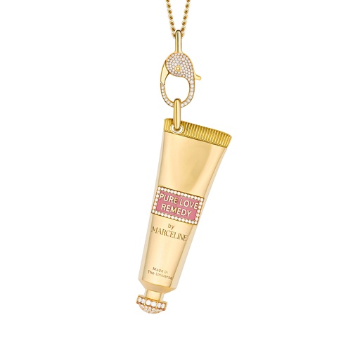 [P060AYGP-MR/CH#8483] Pure Love Remedy Necklace With Pink Enamel