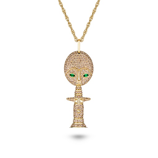 [P008CYG-MR/CH012YG55#8504] Double Sided Moon Goddess Necklace