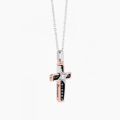 [EC888BR#9073] Zancan White Gold Necklace With Cross And Diamonds