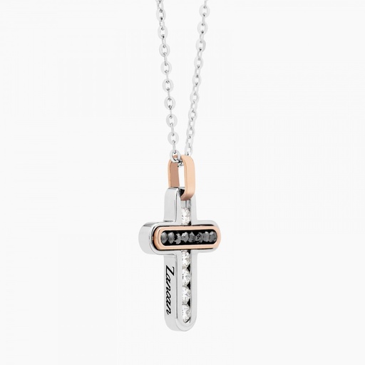 [EC886BR#9081] Zancan White Gold Necklace With Cross And Diamonds
