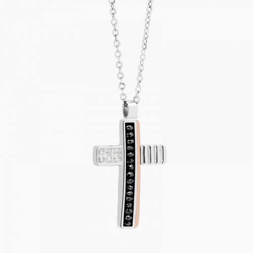 [EC686#9091] Zancan White Gold Necklace With Cross And Diamonds