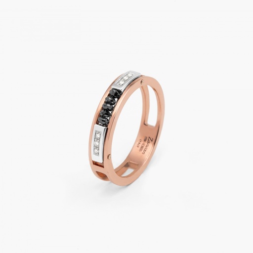 [EA067#9093] Zancan White And Rose Gold Ring With Diamonds