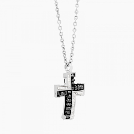 [EC149MB#9109] Zancan White Gold Necklace With Cross And Diamonds