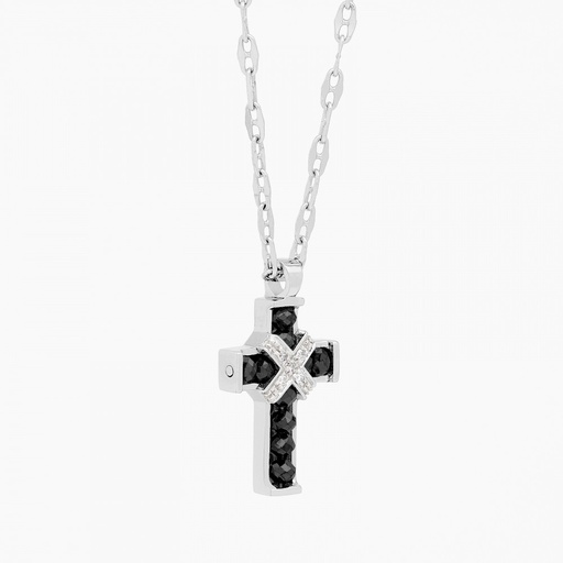 [EC182MB#9111] Zancan White Gold Necklace With Cross And Diamonds