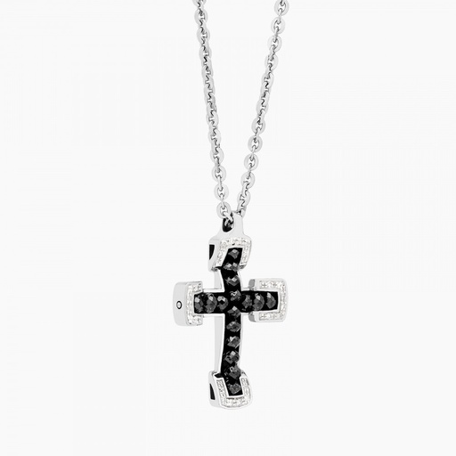 [EC184#9112] Zancan White Gold Necklace With Cross And Diamonds