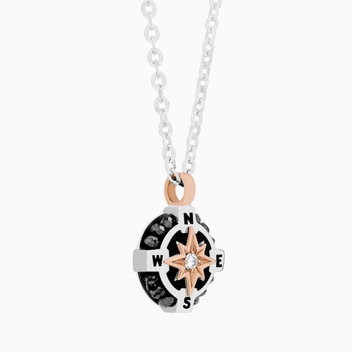[EC411#9115] Zancan White Gold Necklace With Iconic Wind Rose