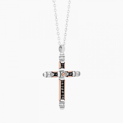 [EC413#9117] Zancan White Gold Necklace With Cross And Diamonds