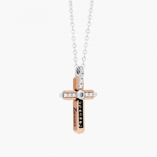 [EC414#9118] Zancan White Gold Necklace With Cross And Diamonds