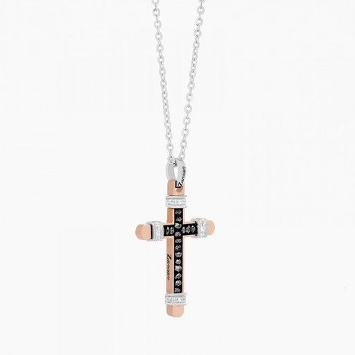 [EC524-RB#9123] Zancan White Gold Necklace With Cross And Diamonds
