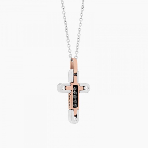 [EC887BR#9126] Zancan White Gold Necklace With Cross And Diamonds