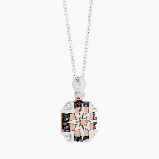 [EC891BR#9128] Zancan White Gold Necklace With Iconic Wind Rose