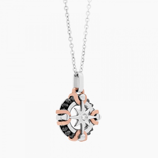[EC893BR#9129] Zancan White Gold Necklace With Iconic Wind Rose