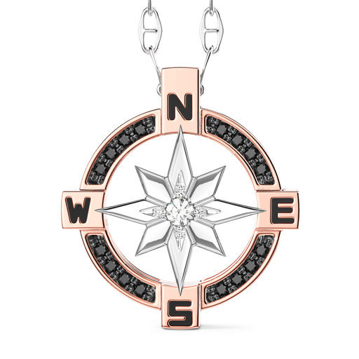 [EC294RB#9293] Zancan Gold Necklace With Wind Rose Pendant And Diamonds