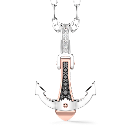 [EC295RB#9294] Zancan Gold Necklace With Anchor Pendant And Diamonds