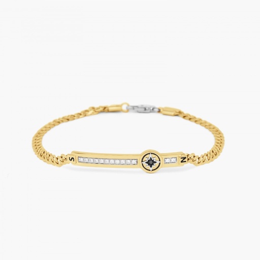 [EB669GB#9303] Zancan yellow gold bracelet with diamonds and wind rose.