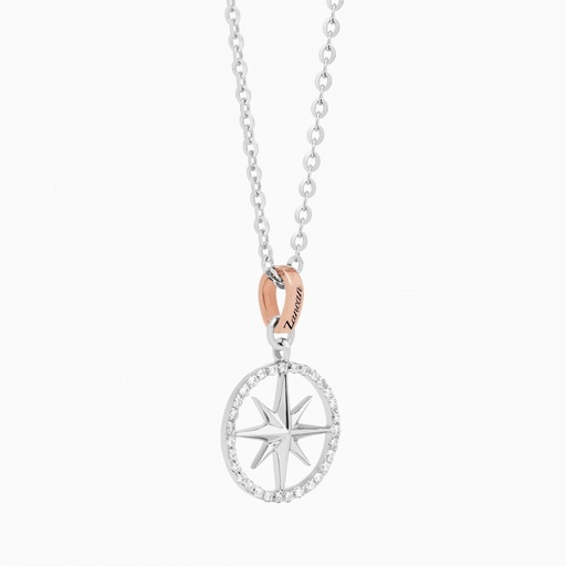 [EC629BR#9310] Zancan Gold Necklace With Wind Rose Pendant And Diamonds