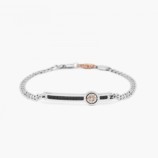 [EB670BR#9311] Zancan White Gold Bracelet With Diamonds And Wind Rose
