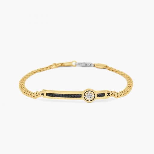 [EB670GB#9312] Zancan yellow gold bracelet with diamonds and wind rose.