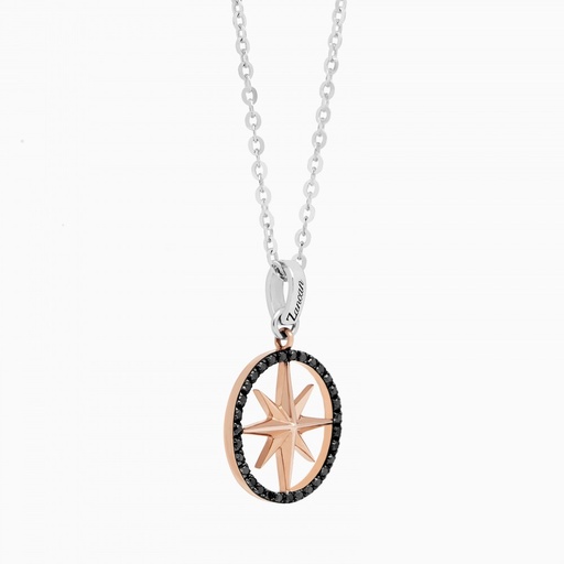[EC630BR#9347] Zancan Gold Necklace With Wind Rose Pendant And Diamonds