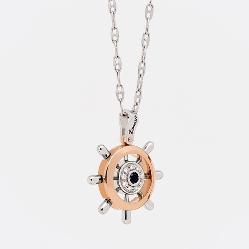 [EC297RB#9349] Zancan Gold Necklace With Helm Pendant And Diamonds