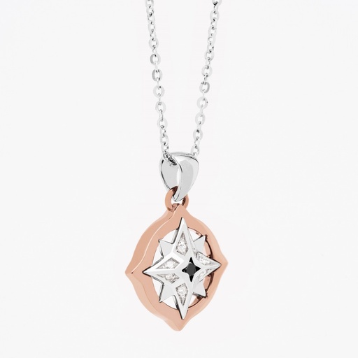 [EC733RB#9350] Zancan Gold Necklace With Wind Rose Pendant And Diamonds
