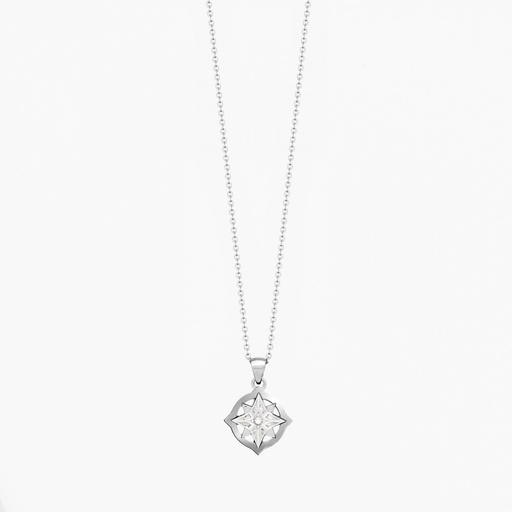 [EC734B#9351] Zancan Gold Necklace With Wind Rose Pendant And Diamonds