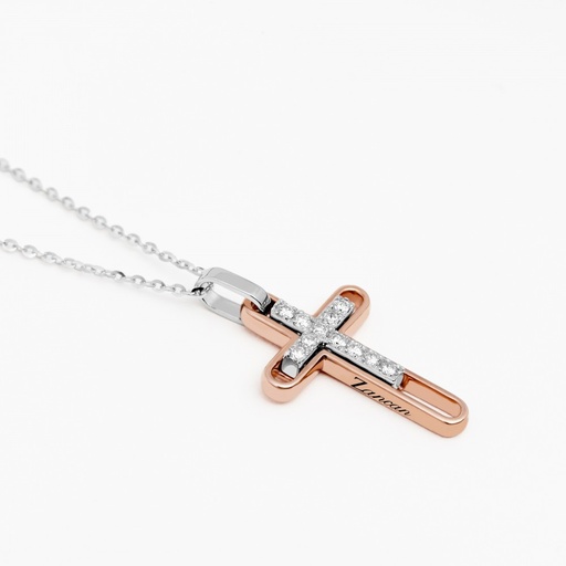 [EC819RB#9354] Zancan Gold Necklace With Cross And Diamonds