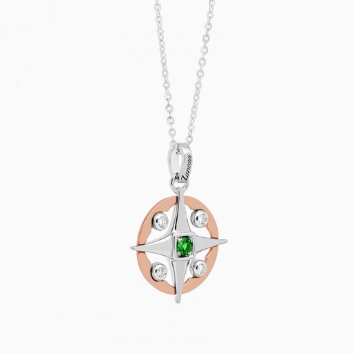 [EC834RB-SM#9362] Zancan Gold Necklace With Wind Rose Pendant And Diamonds