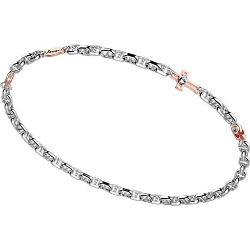 [EB903BR-ZB#9409] Zancan White Gold Bracelet With Diamonds And Cross