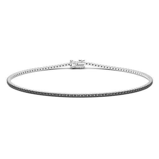 [ETU11B-115#9410] Zancan Tennis Bracelet In 18K Gold And Black Diamonds