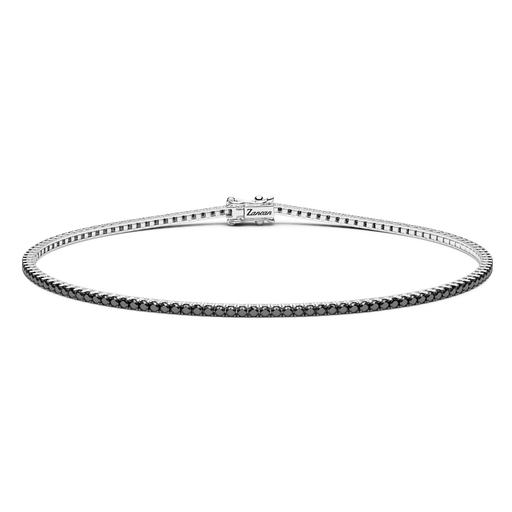 [ETU11B-170#9411] Zancan Tennis Bracelet In 18Kt Gold And Black Diamonds
