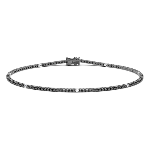 [ETU12N-008#9412] Zancan Tennis Bracelet In 18Kt Gold With Black And White Diamonds