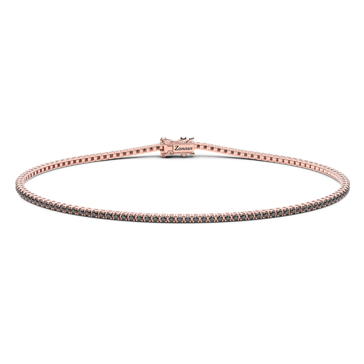[ETU11R-115#9413] Zancan Tennis Bracelet In 18Kt Rose Gold With Black Diamonds