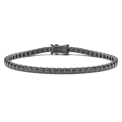 [ETU16N-345#9421] Zancan Tennis Bracelet In 18Kt Gold And Black Diamonds