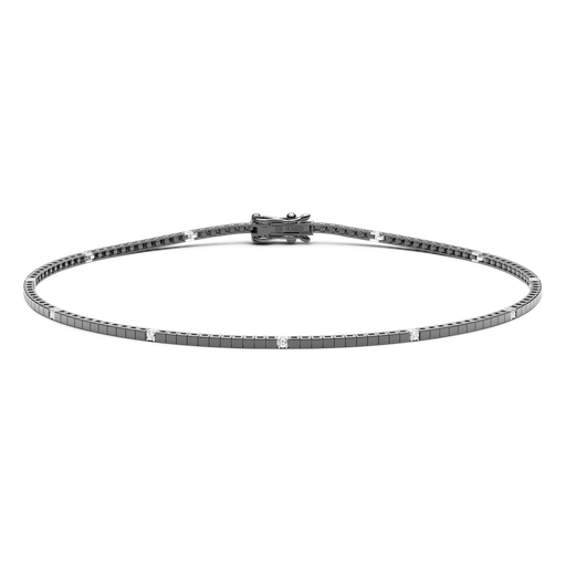 [ETU08N-008#9423] Zancan Tennis Bracelet In 18Kt Gold With Black And White Diamonds