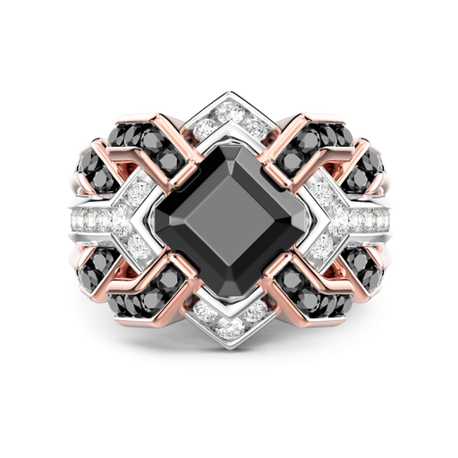 [EA393#9495] Zancan Ring In 18Kt Gold With Black Diamond