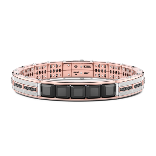 [EB970#9509] Zancan Bracelet In 18Kt Gold With Black Diamonds