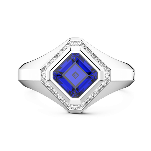 [UA025#9512] Zancan Chevalier Ring In 18Kt Gold And Blue Sapphire