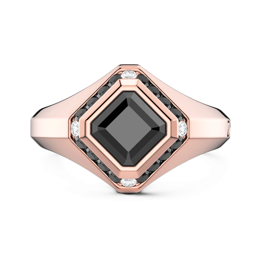 [UA024#9513] Zancan Ring In 18Kt Gold With Black Diamond